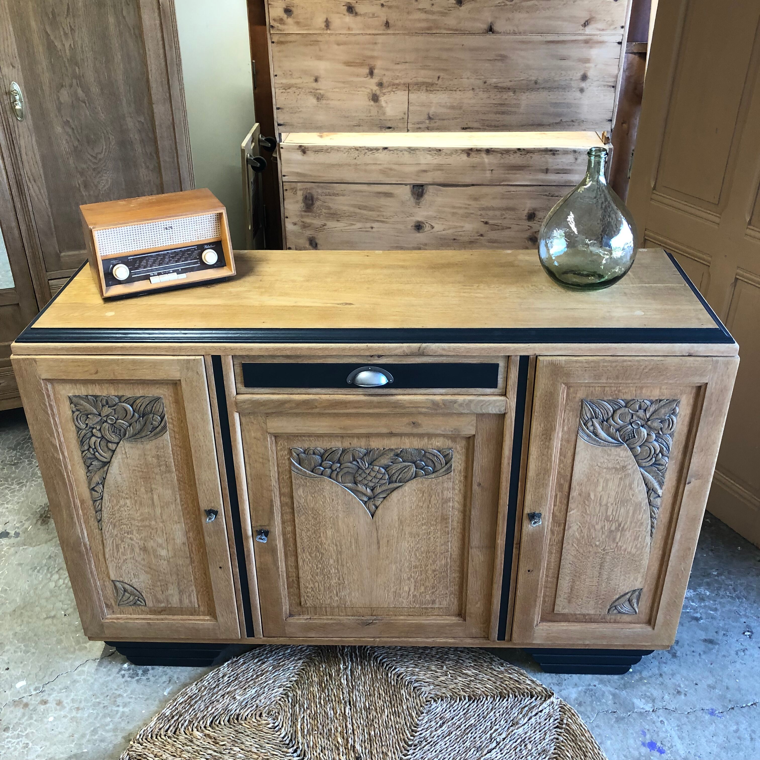 Wood and black buffet