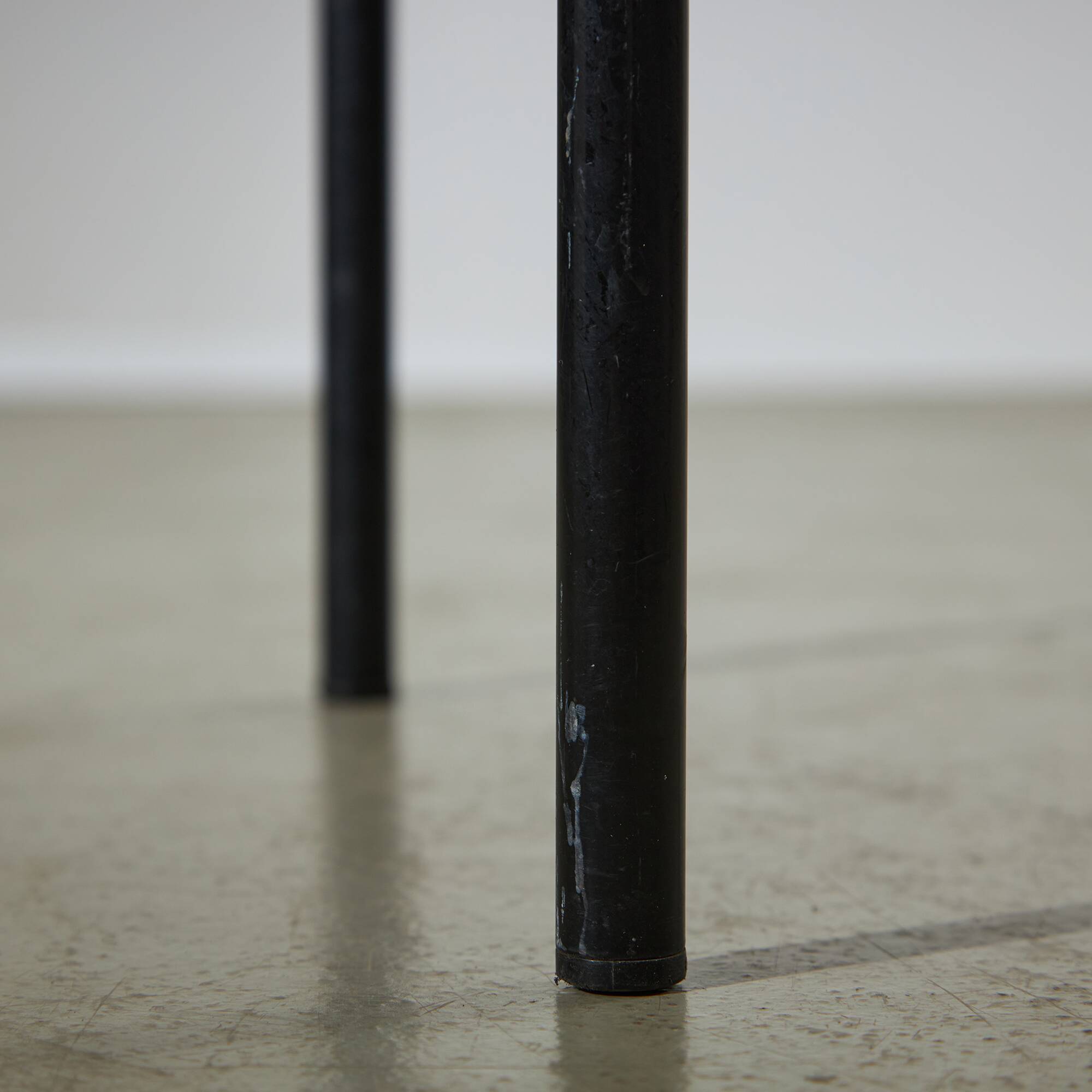 Red Plywood and Curved Metal Frame Chair