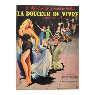 Affiche cinéma originale La douceur de vivre Federico Fellini 1960
