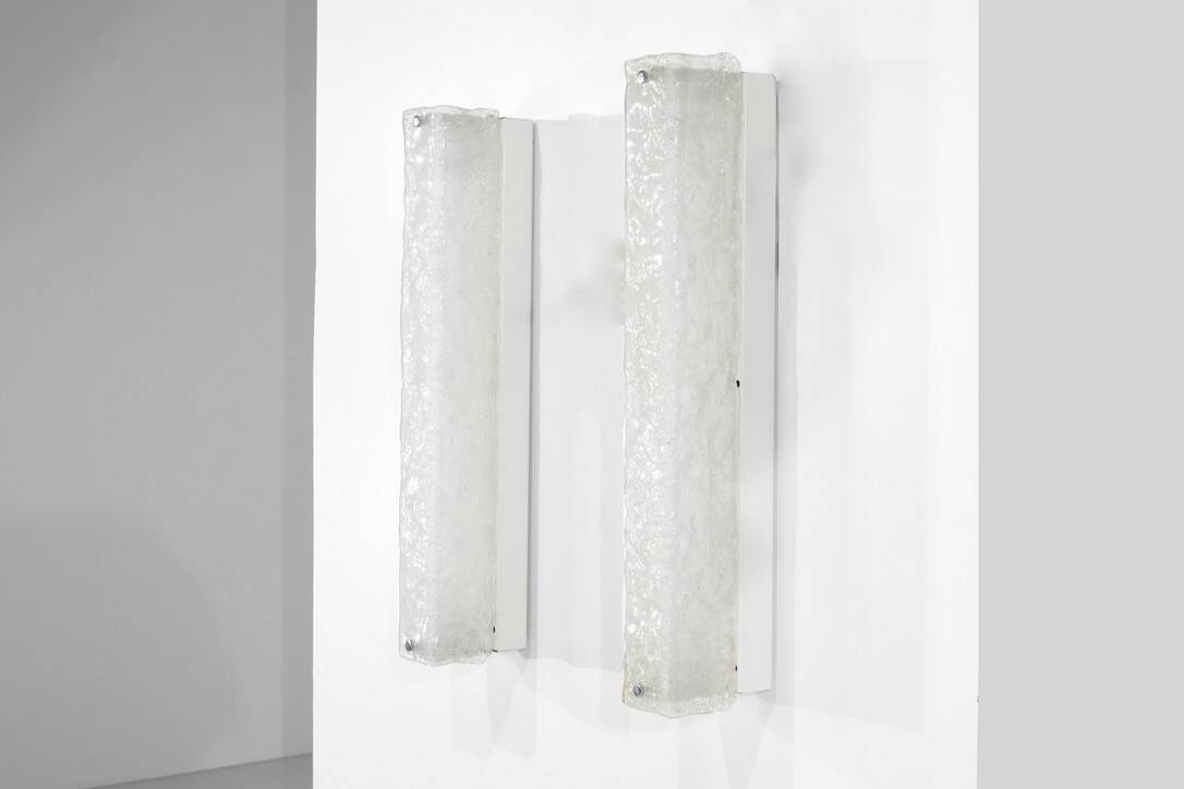 Large pair of Murano glass wall sconces, Italy 1970s. Vintage