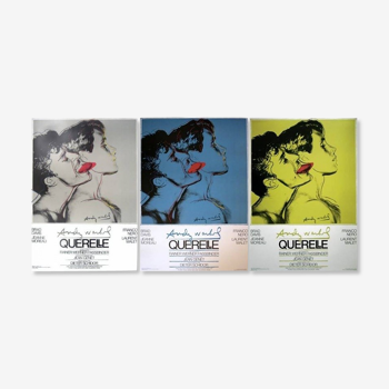 Set of 3 posters popart Andy Warhol quarrel Fassbinder Jeanne Moreau Brad Davis