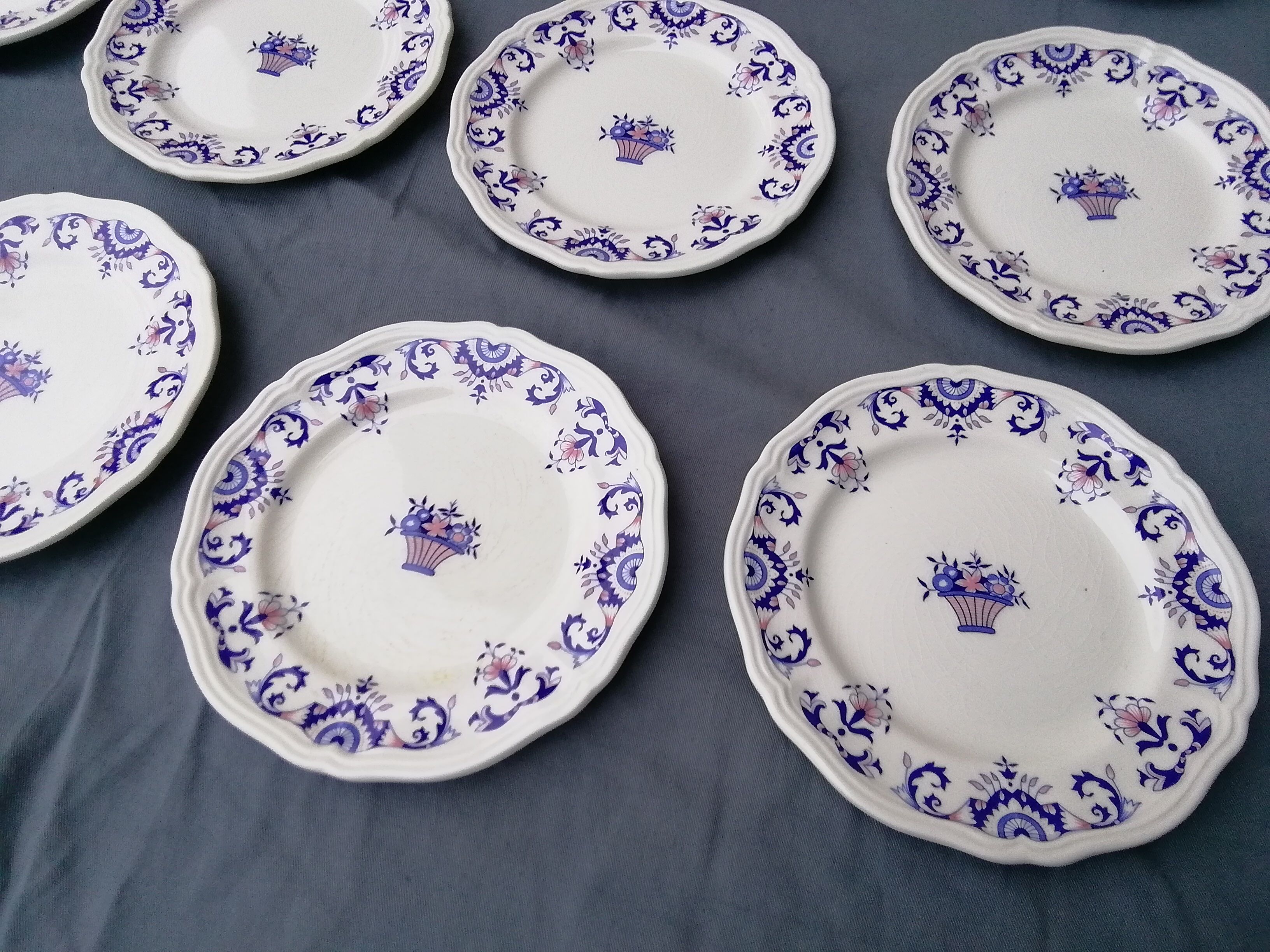 12 dessert plates decorated rouen - longchamp