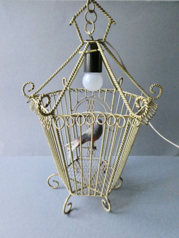 Lustre suspension en métal, forme cage, des années 60