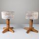 Pair of Scandinavian pine and fabric stools, 1980s