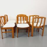 Set of 6 vintage chairs in elm wood and bouclé fabric from the 70s