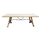 Table de ferme en chêne, pieds lyre. (Table espagnole)