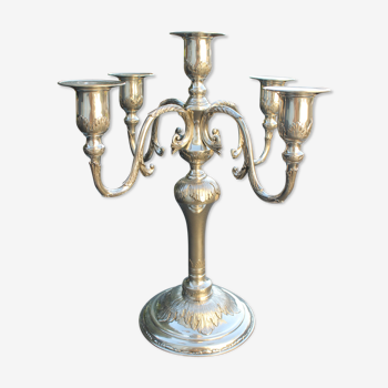 Candlestick 5 branches in silver pewter Louis XV style