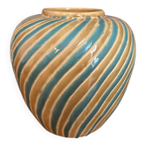 Vintage spiral-shaped ceramic round vase