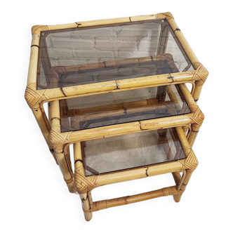 Rattan nesting tables
