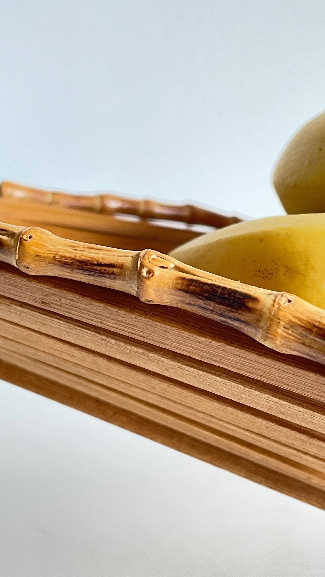 Chic folding table basket wood and bamboo vintage