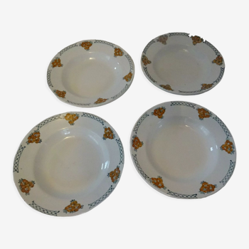 4 faience plates Moulin des Loups