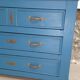 Commode ancienne bleue et dessus chêne