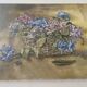 Old oil on canvas bouquet of hydrangeas signed