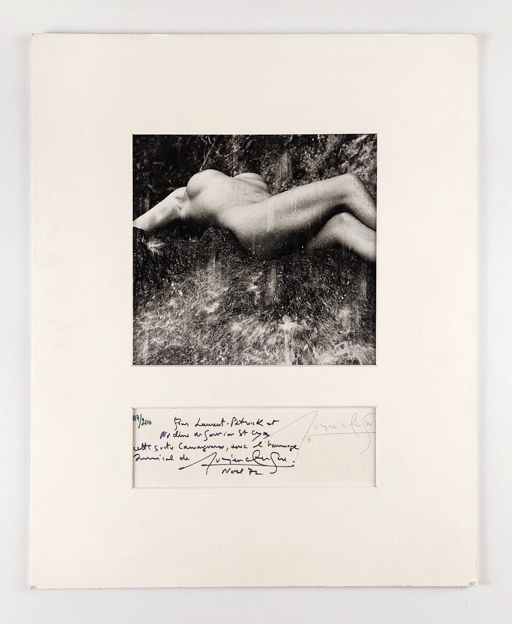 Photography, Lucien Clergue “naked woman under the waterfall”, silver print signed and dated