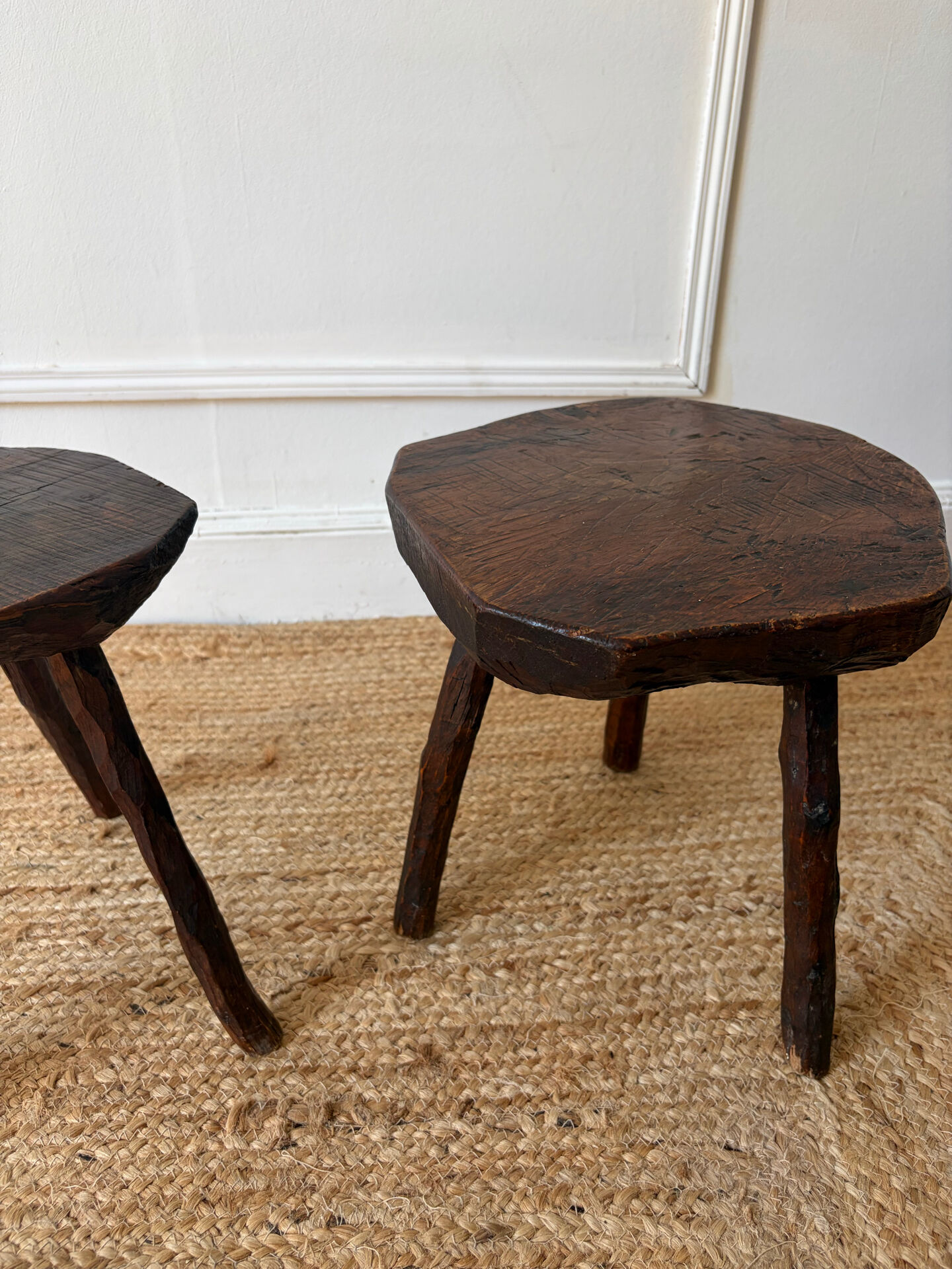 Paire de tabourets brutalistes 1950