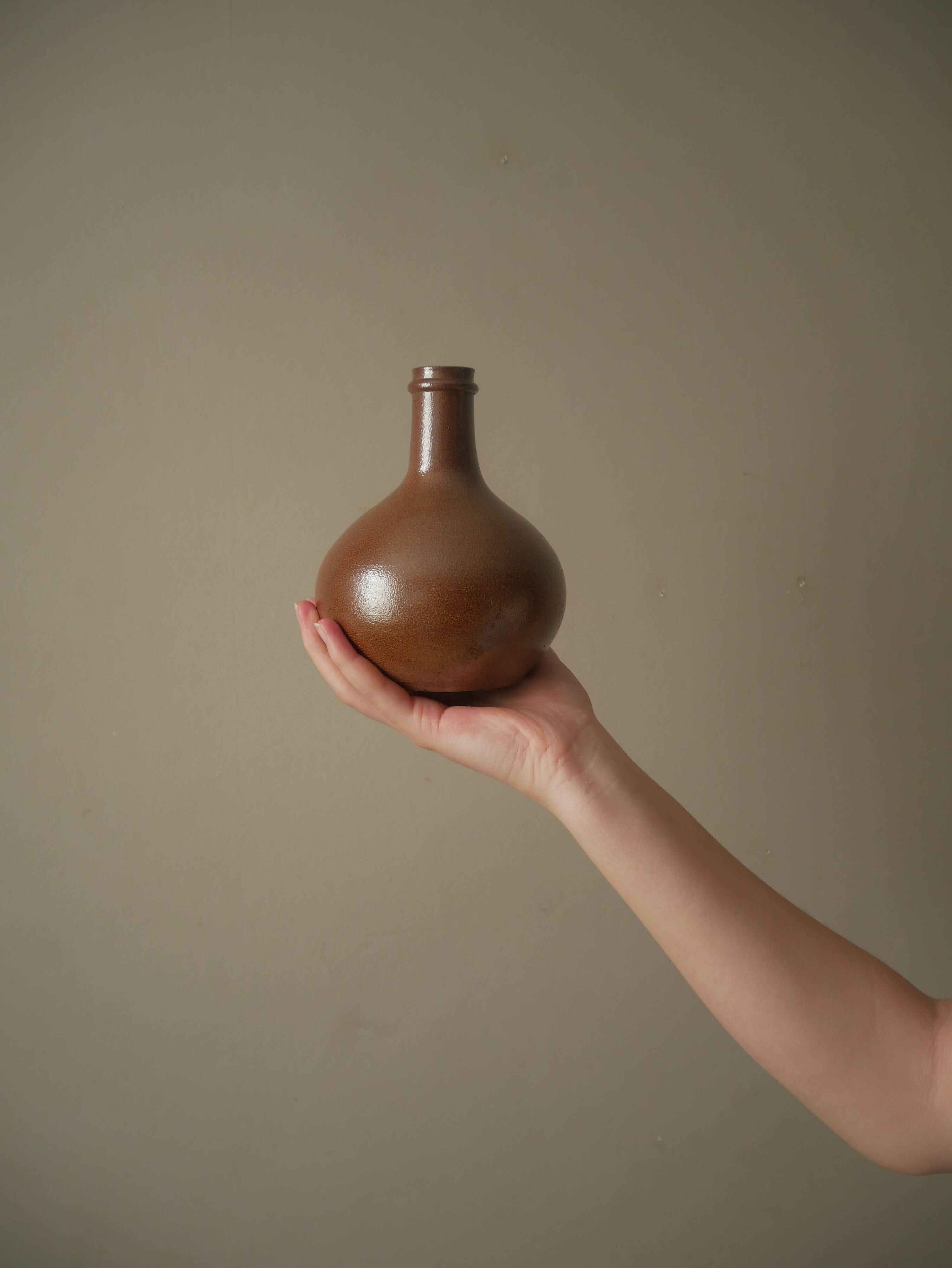 Vintage sandstone ceramic soliflore vase handcrafted bohemian Scandinavian country decoration