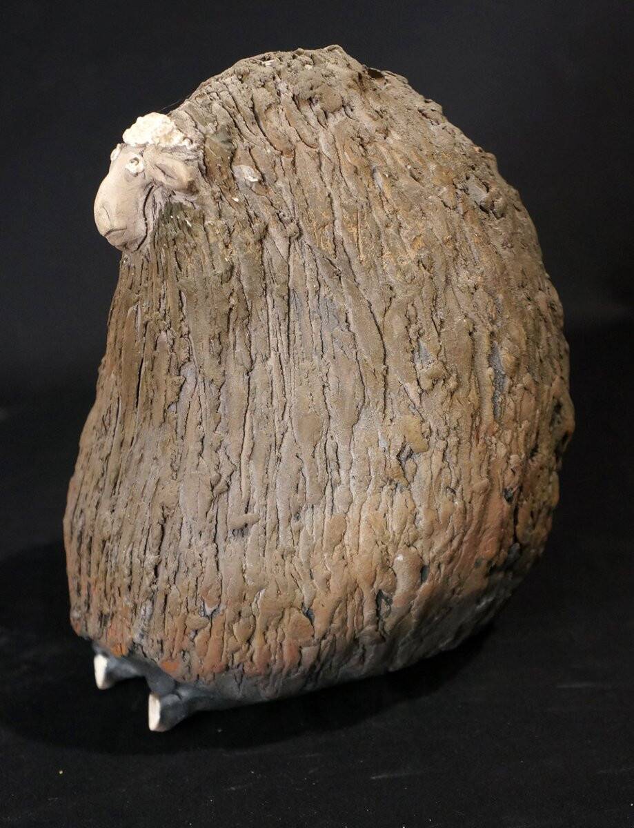 Chantal Ferroussier enamelled ceramic sheep signed early 21st century