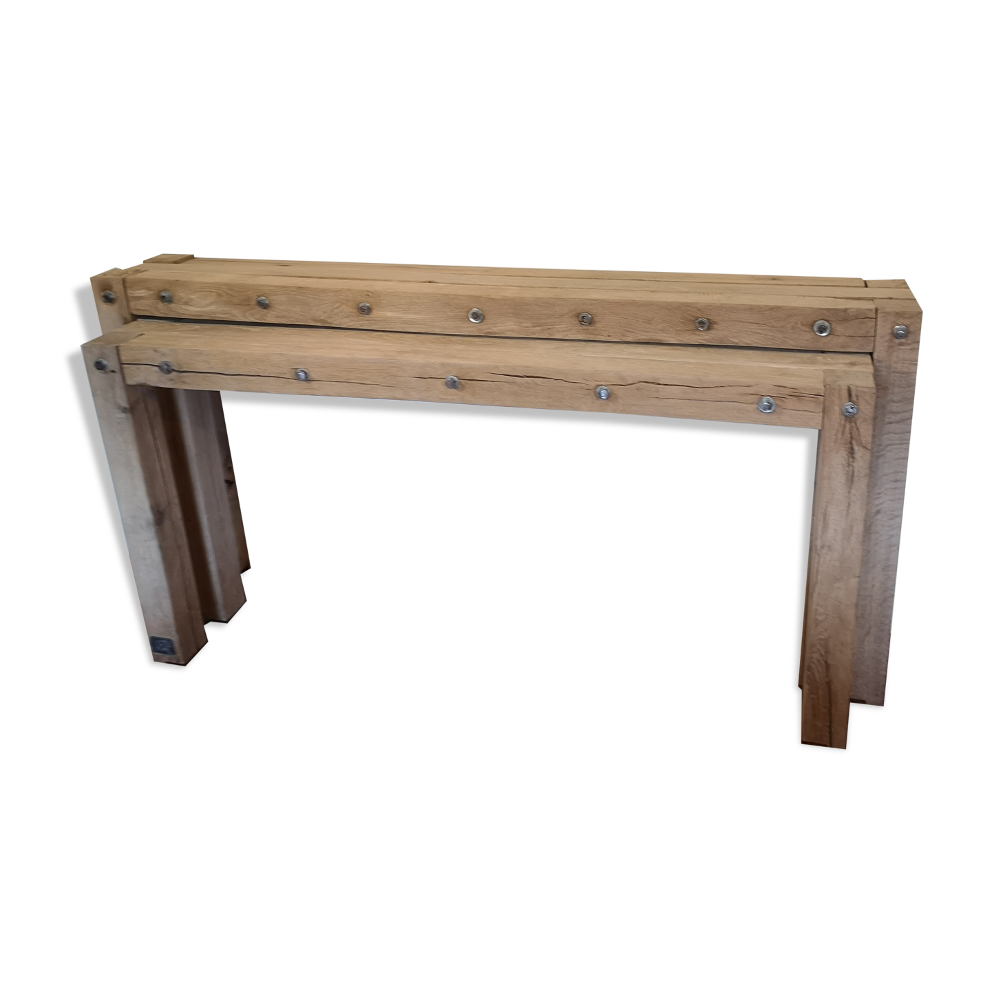 paire de console en chêne massif et metal