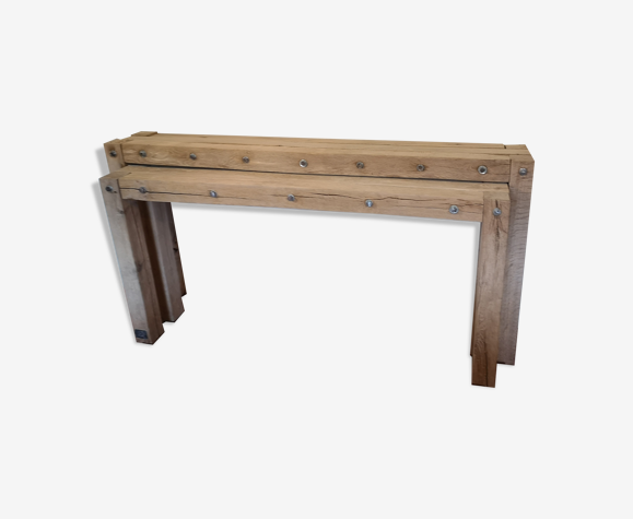 paire de console en chêne massif et metal