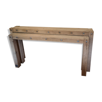 paire de console en chêne massif et metal