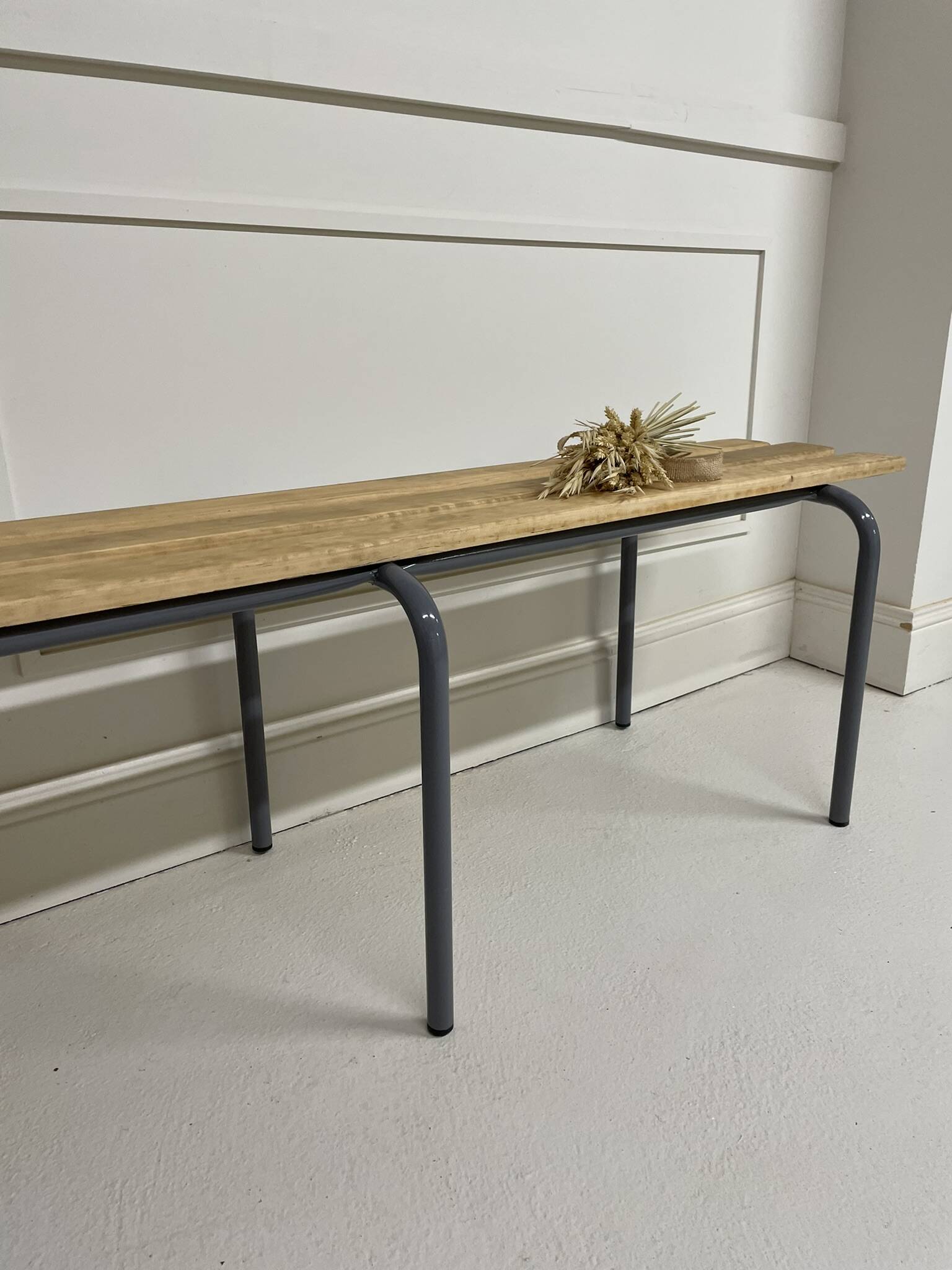 Vintage school/locker room bench in wood and steel