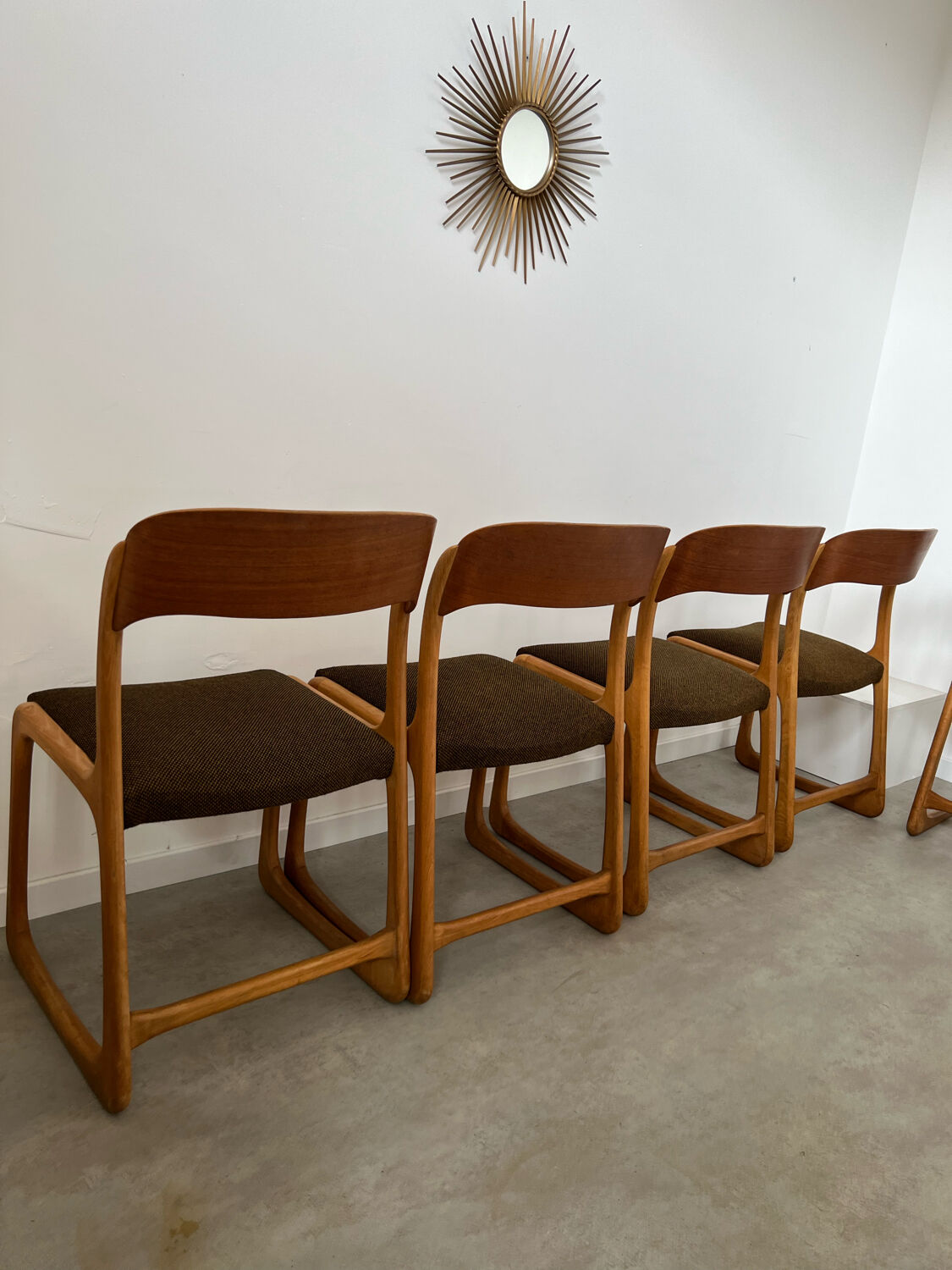 Set of 6 wooden chairs sled baumann vintage / year 60
