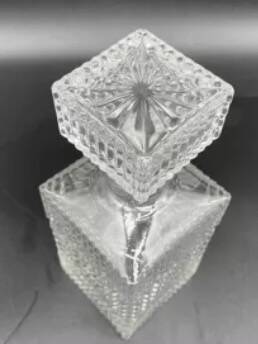 Whiskey decanter pitcher bottle square cap diamond decor,