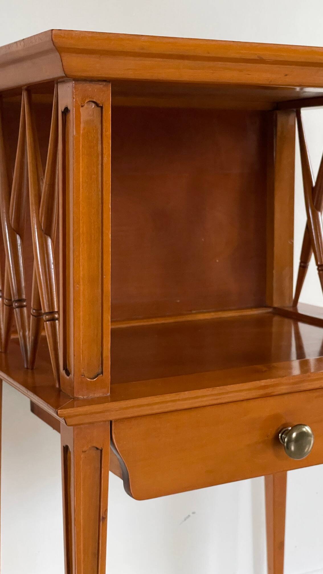 Vintage compass leg bedside table