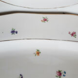 Oval dishes in floral porcelain and gold
