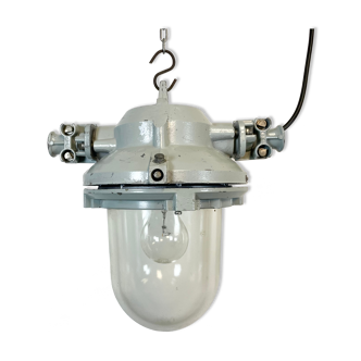 Lampe antidéflagrante en fonte industrielle grise, années 1970