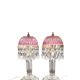 Michelotti Crystal Glass Prism Boudoir Parlor Lamps 1950s