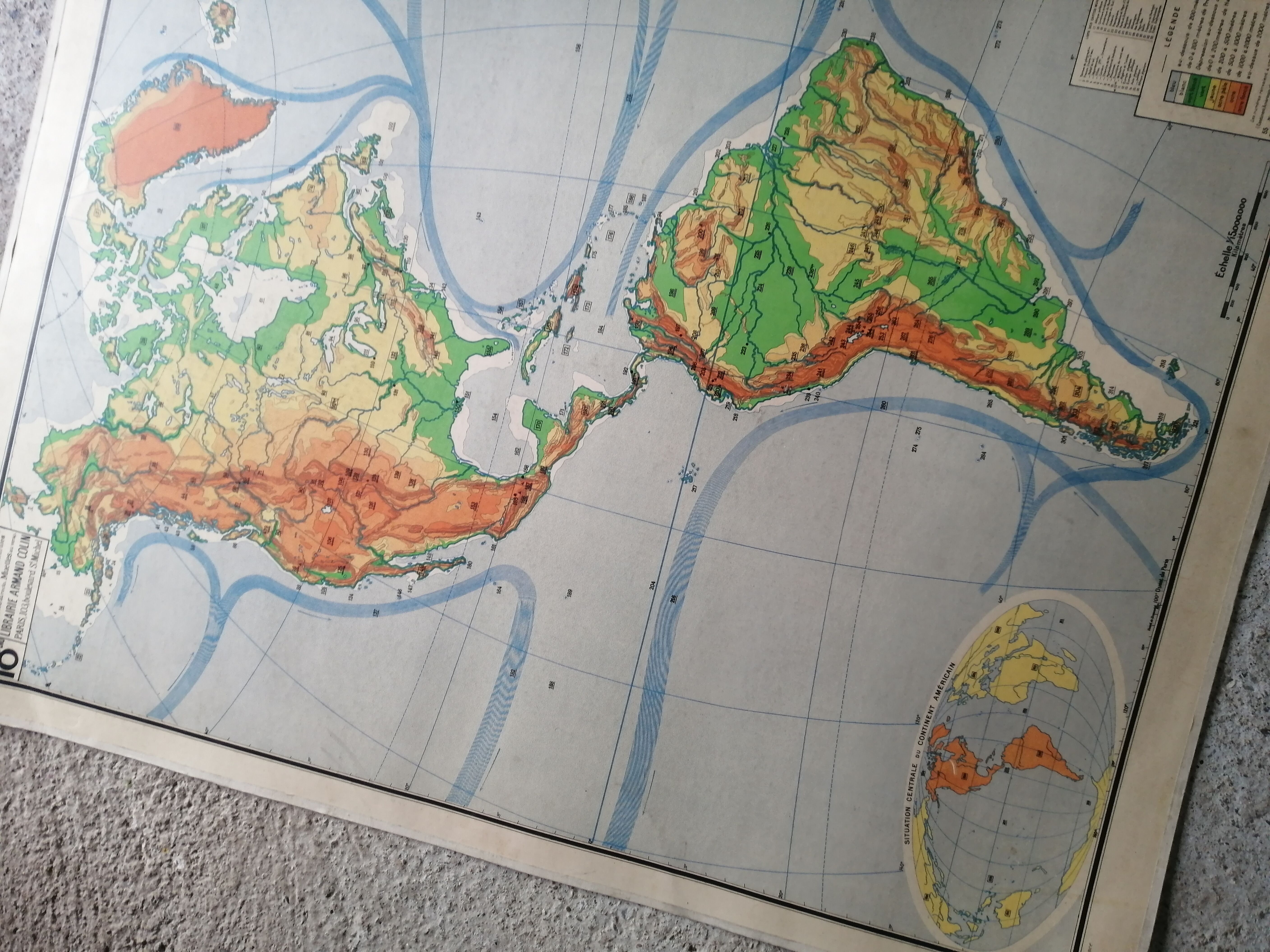 Vintage school map Lablache American Continent - USA