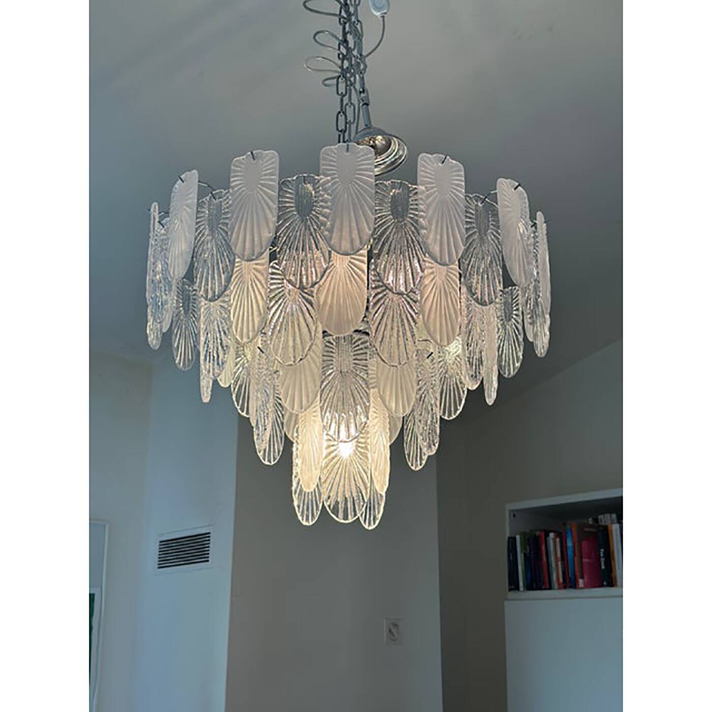 Art Deco Chandelier Clear and Frosted Italian Sputnik Art