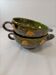 2 green glazed stoneware bowls with floral pattern – decorative tableware
