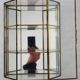 Vintage Wall Display Cabinet Glass, brass and mirror