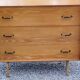 Vintage chest of drawers in golden blond oak legs compass and fins 3 drawers from the 50s
