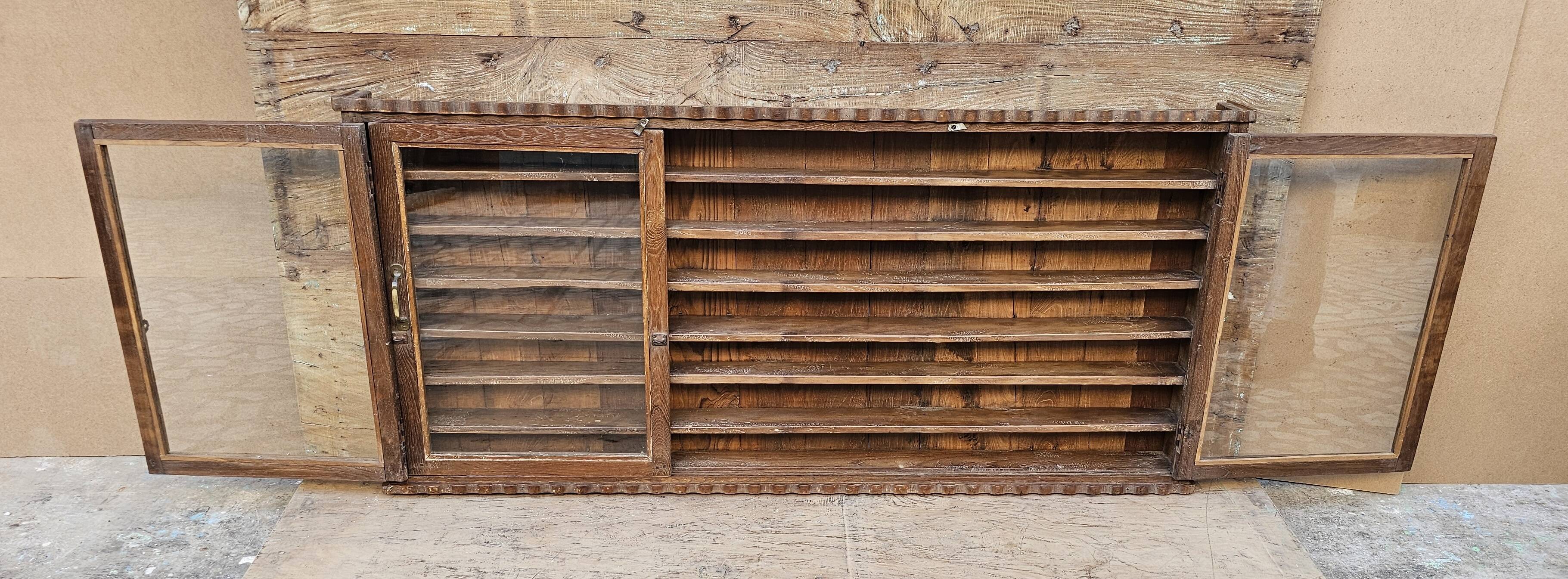 Antique Burmese teak collector's wall display case