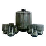 Punch bowl set with 12 glasses, "Lauritzer Glas", 50's