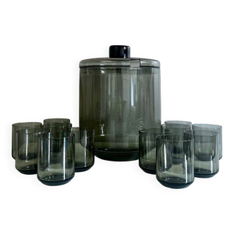 Punch bowl set with 12 glasses, "Lauritzer Glas", 50's