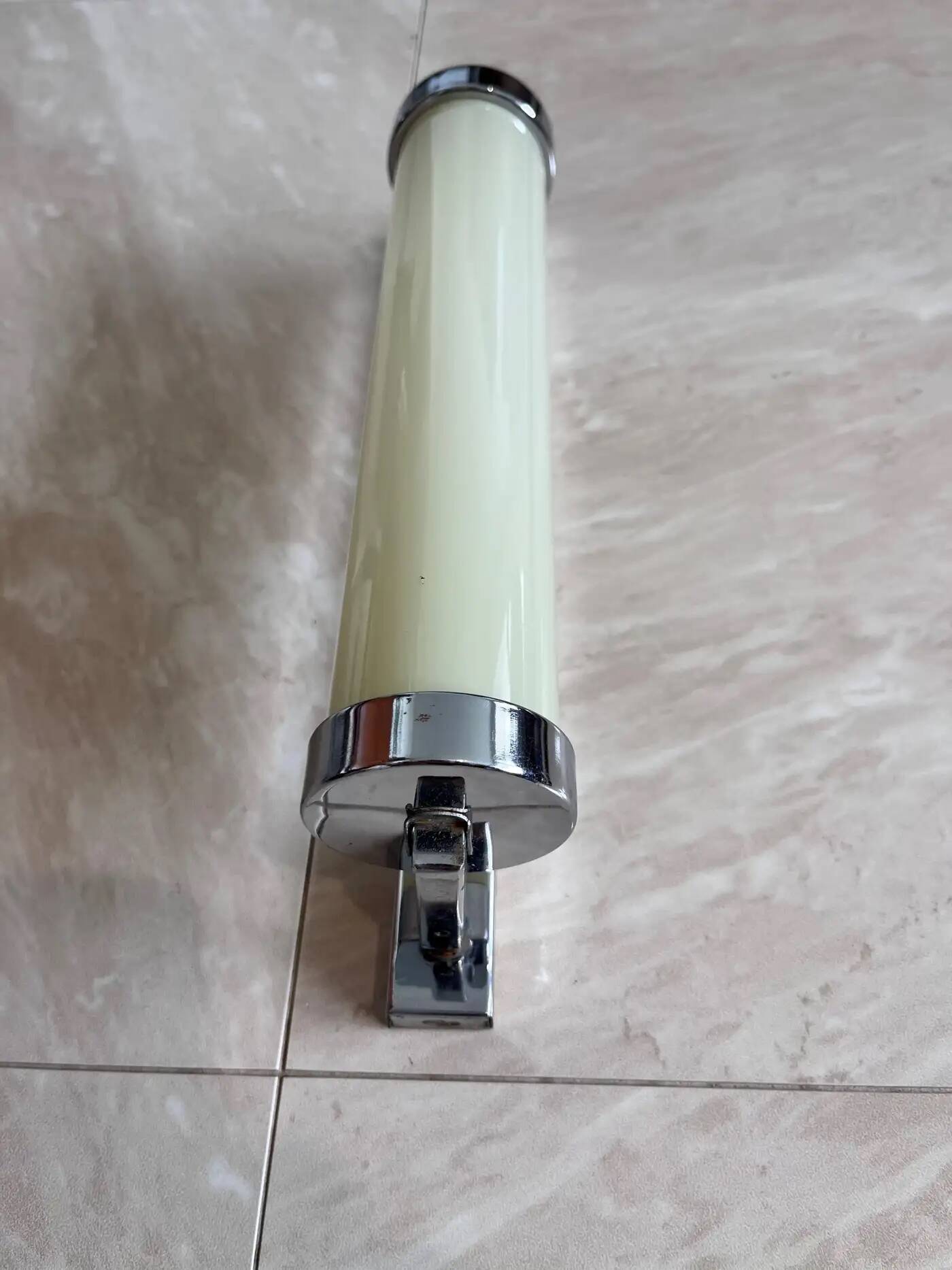 Big chrome milk glass Bauhaus / functionalist wall lamp - 1930s