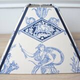 Square lampshade in blue toile de Jouy, Goddess Diana