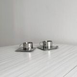 2 tasses à expresso inox avec plateau et cuillère