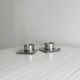 2 stainless steel espresso cups with tray and spoon