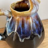 Jug French in fat lava with handle, Form 172, vintage Vallauris with Drip Glaze
