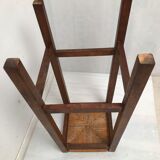 Paire de tabourets bar paille en  bois massif des années  50