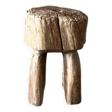 Brutalist stool in upcycled solid blond teak H:40 D:32