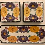 Dish and 12 dessert plates Gien, Benodet model, 1950