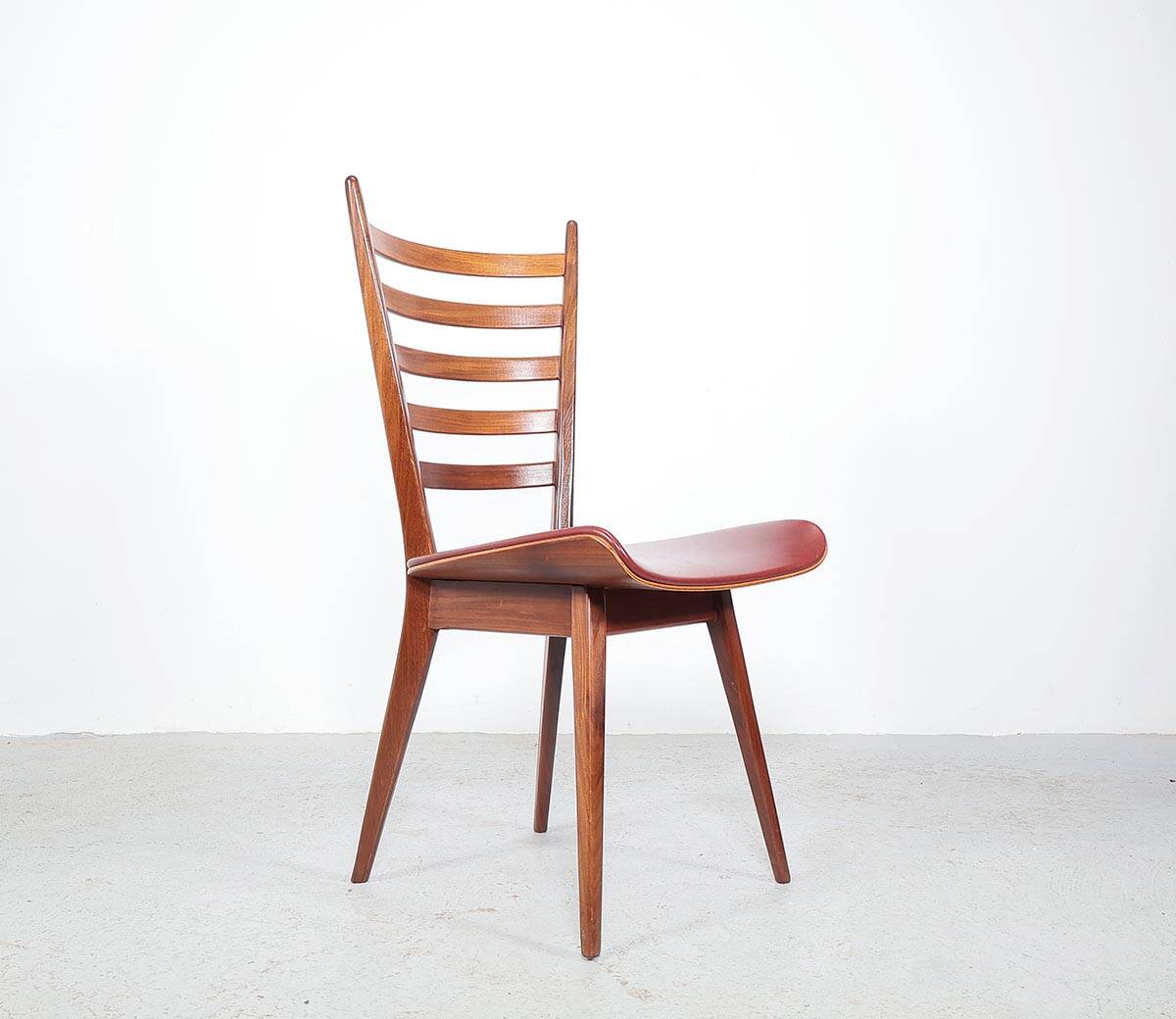 Vintage teak wooden ladder chairs, 1960s