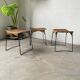 Set trois tabourets osier et métal Raoul Guys