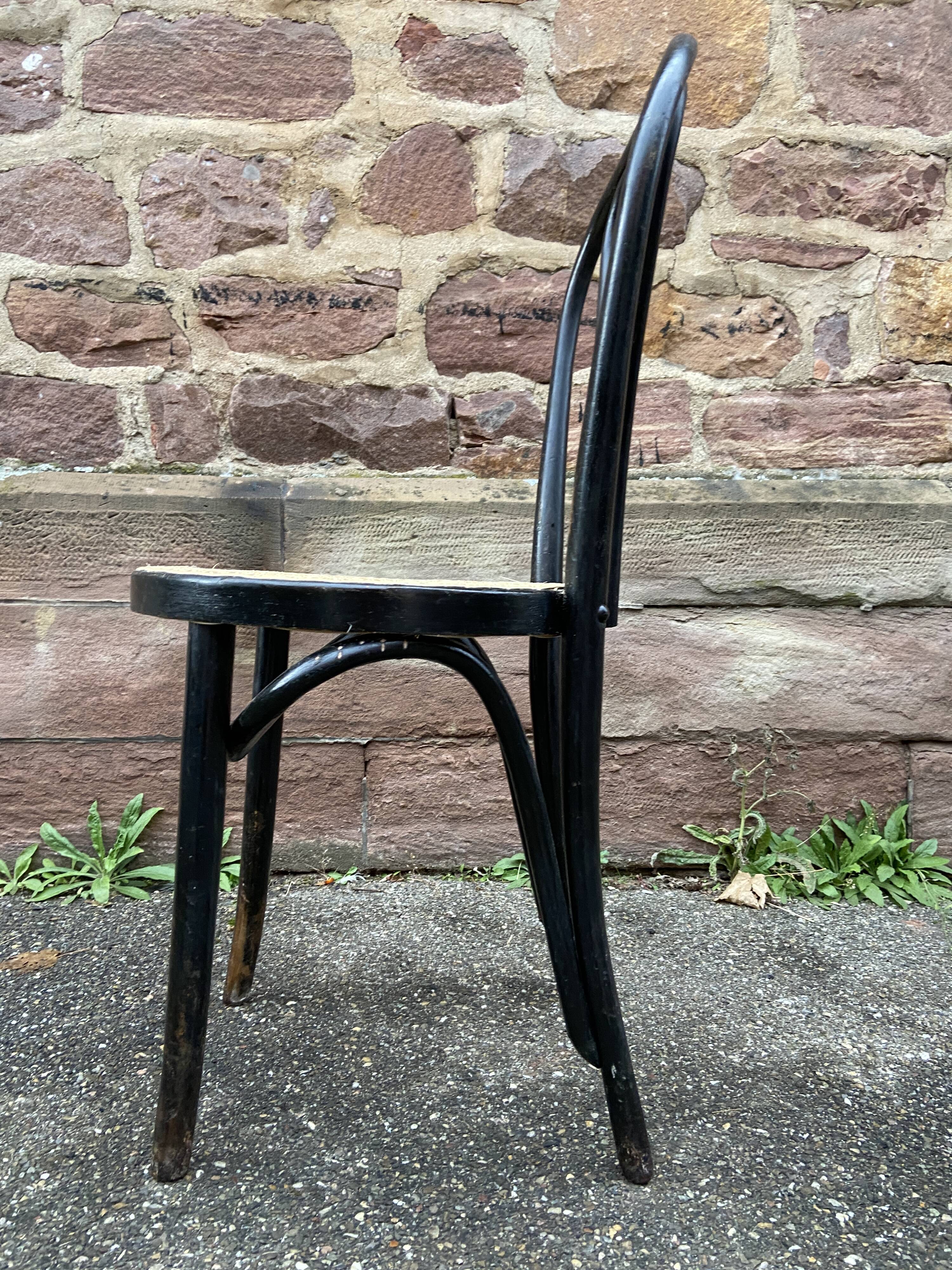 4 Thonet style bistro chairs in blackened curved wood